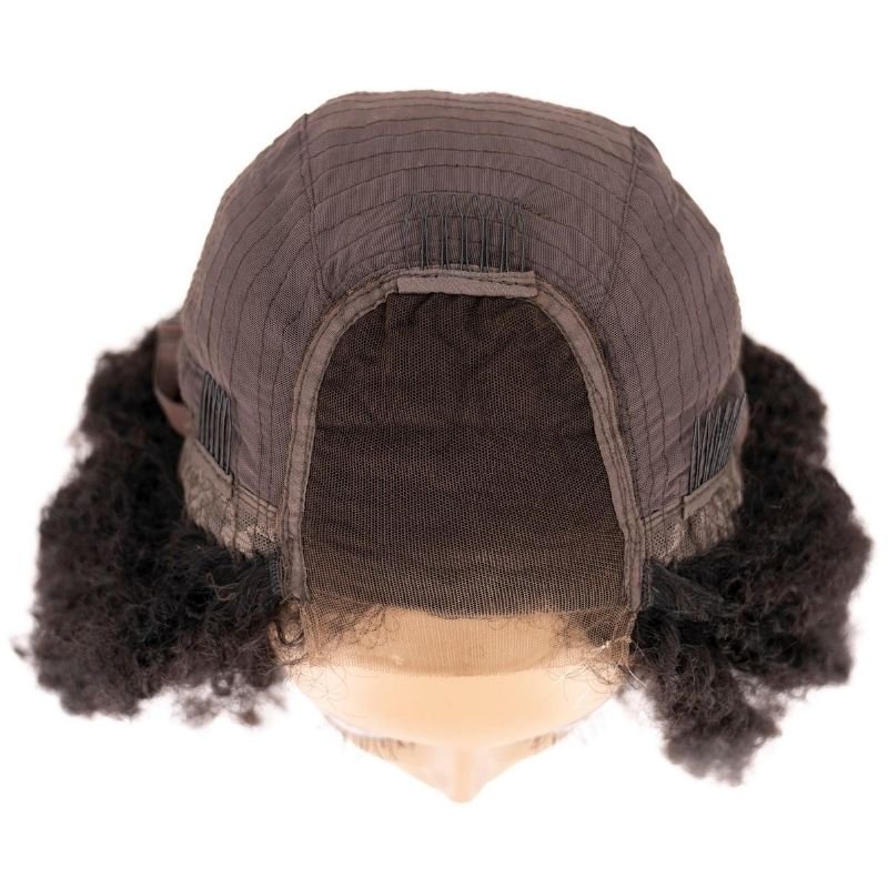 Afro Textured Curly 4x4 Transparent Lace Hair Closure Wig