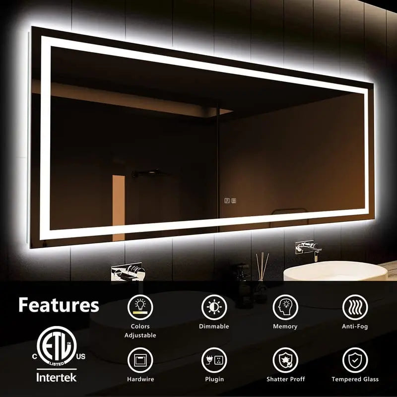 Deluxe Center Glow, LED Bathroom Mirror | Hausvita