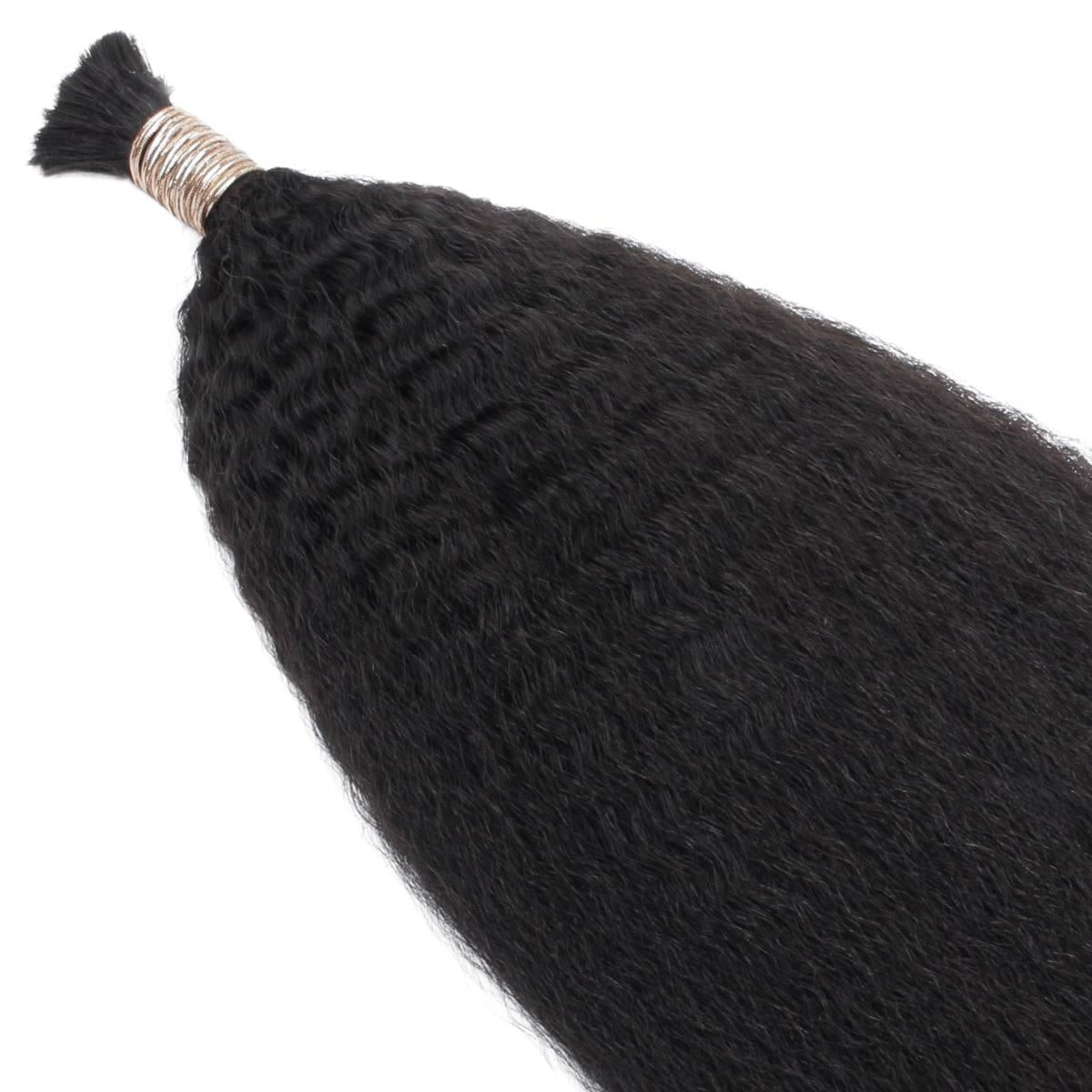 Natural 1B Textured Straight Bulk Braiding Hair