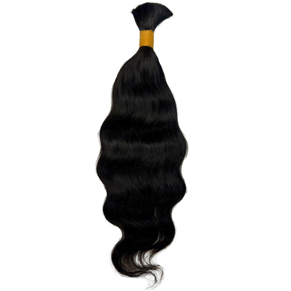 Natural 1B Raw Indian Wavy Bulk Braiding Hair