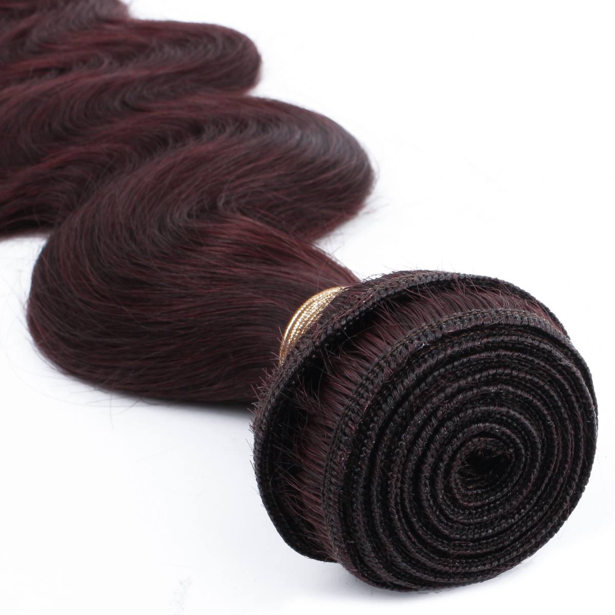 Burgundy hair extensions on a white background