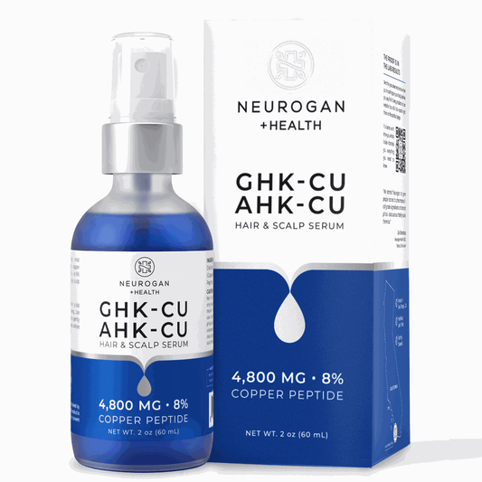 Neurogan Health GHK-CU AHK-CU hair and scalp serum bottle and packaging on a white background