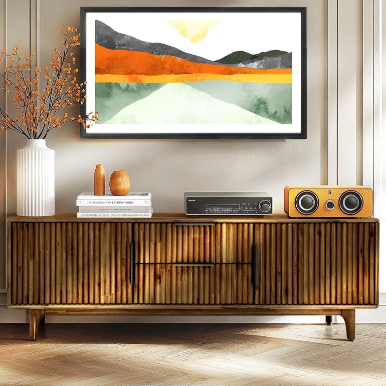 Wooden TV Stand, Fluted