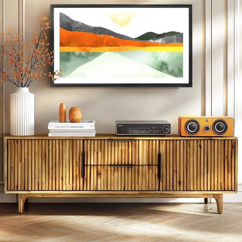 Wooden TV Stand, Fluted