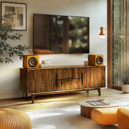Wooden TV Stand, Fluted
