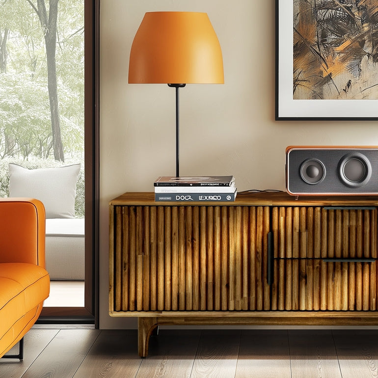 Wooden TV Stand, Fluted