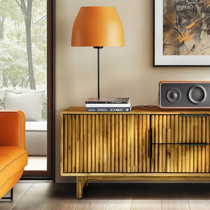 Wooden TV Stand, Fluted