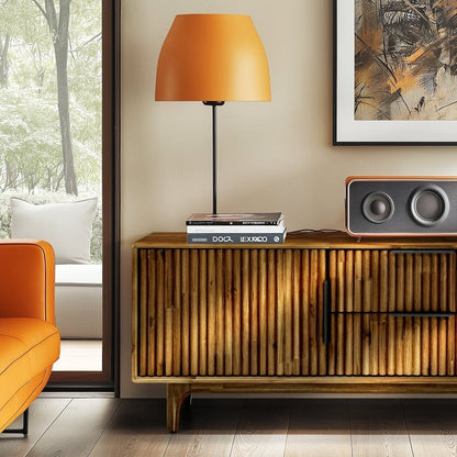 Wooden TV Stand, Fluted