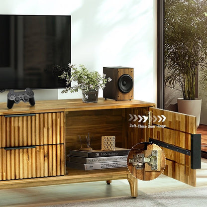 Wooden TV Stand, Fluted