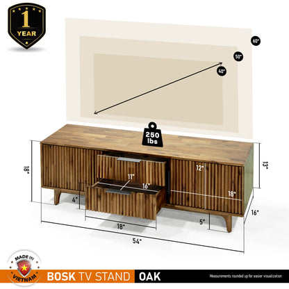 Wooden TV Stand, Fluted