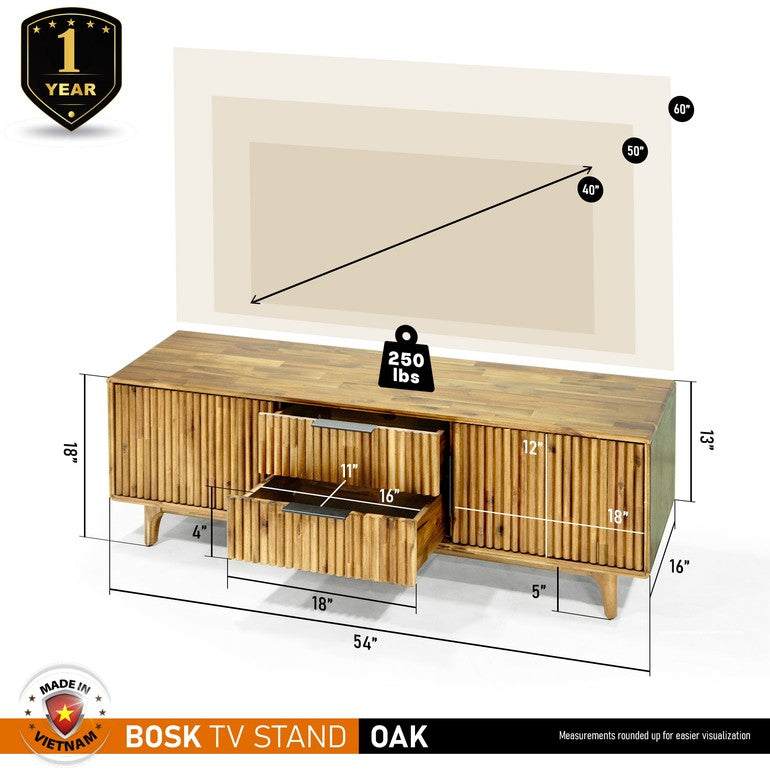 Wooden TV Stand, Fluted