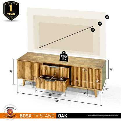 Wooden TV Stand, Fluted