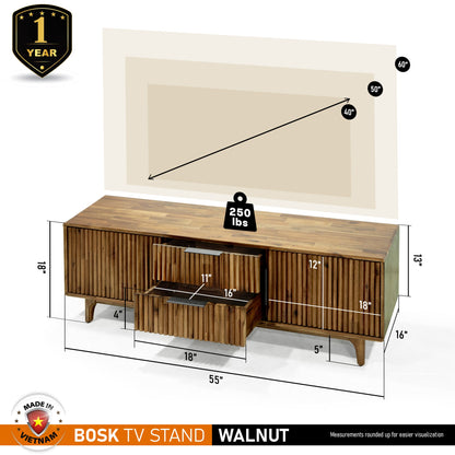 Wooden TV Stand, Fluted