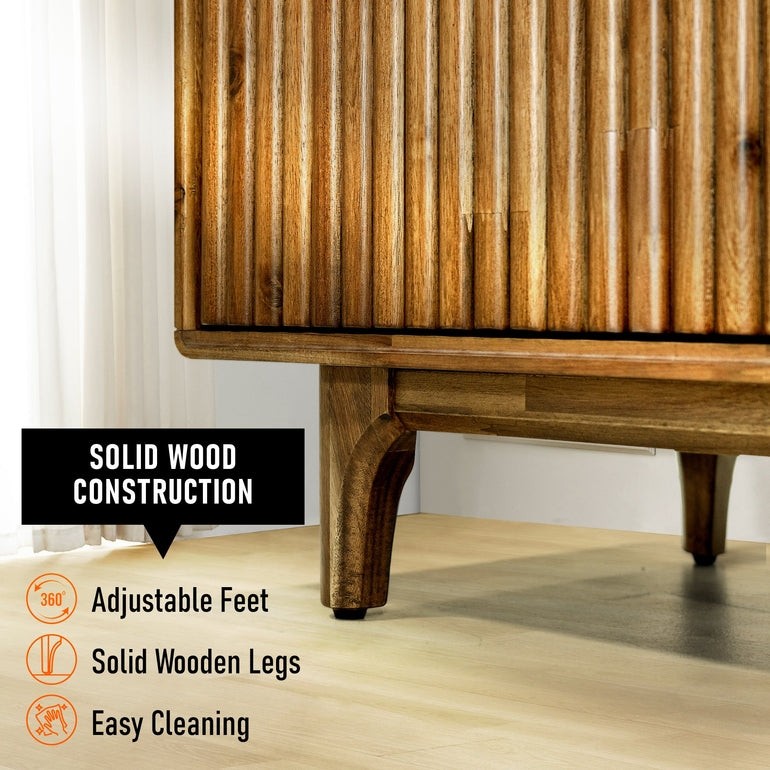 Wooden TV Stand, Fluted