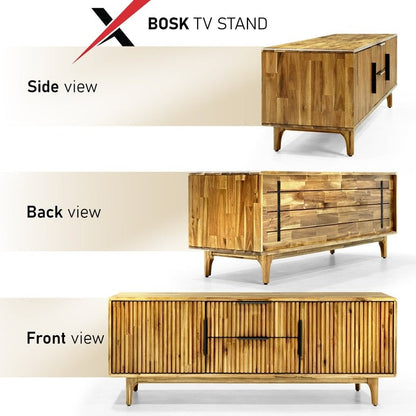 Wooden TV Stand, Fluted