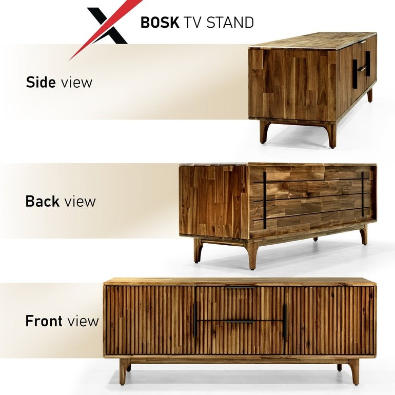 Wooden TV Stand, Fluted