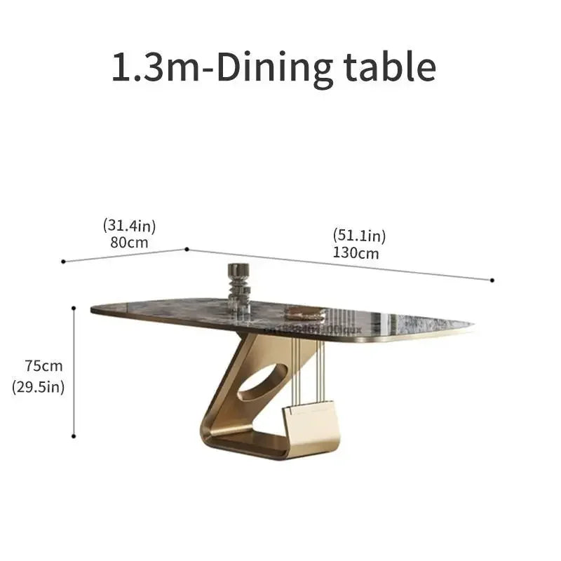 Dining table with dimensions labeled on a white background