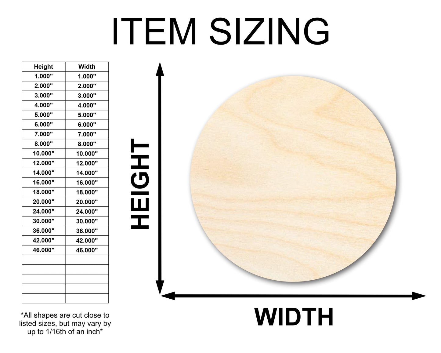 Unfinished Wood Circle Craft Cutout, Round | Up to 36"