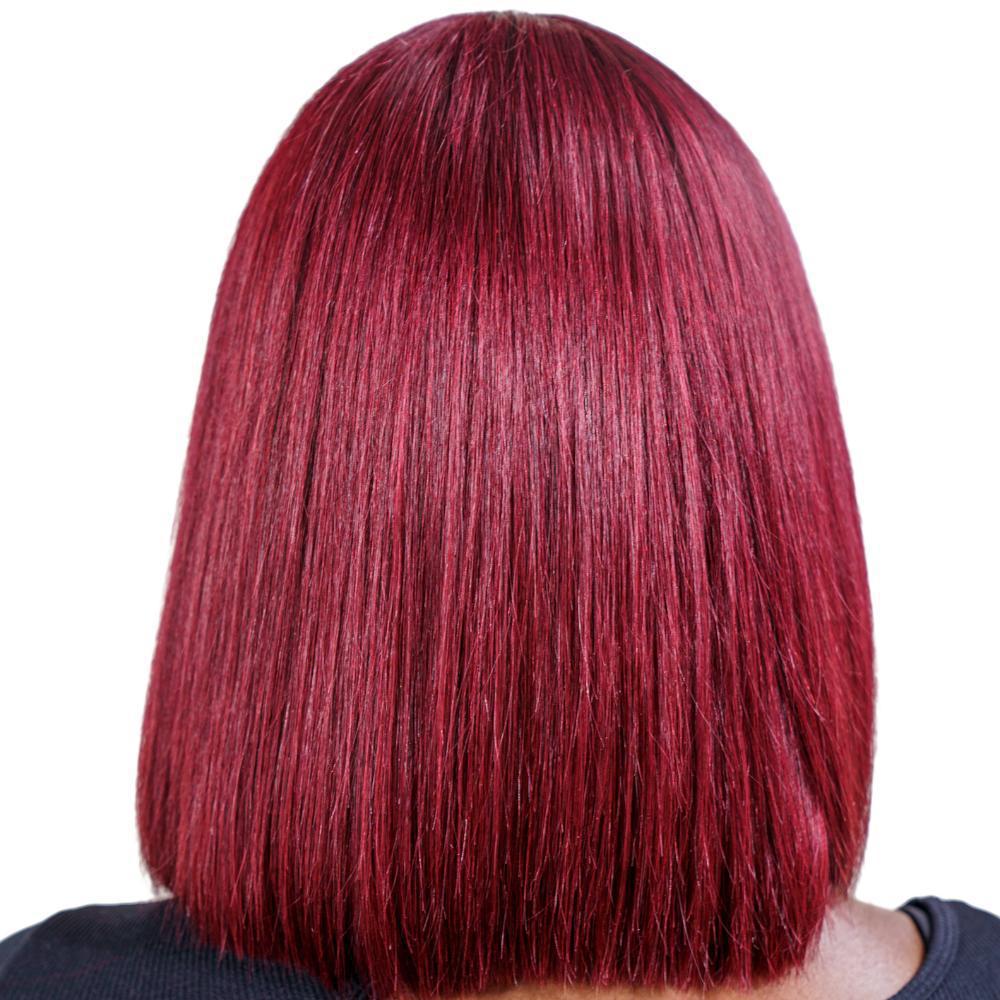 Cherry Red Straight Bob 13x4 Transparent Lace Front Human Hair Wig