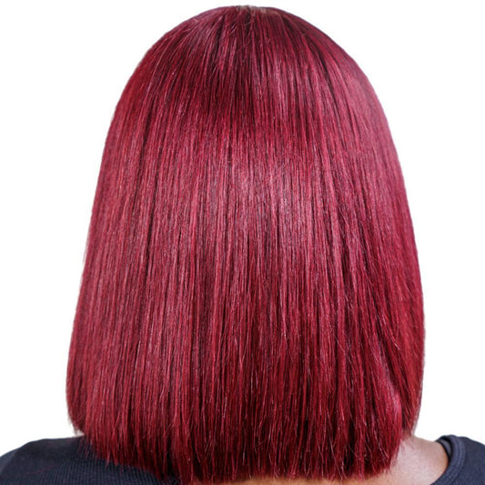 Cherry Red Straight Bob 13x4 Transparent Lace Front Human Hair Wig