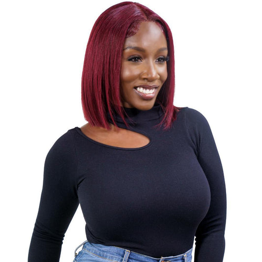 Cherry Red Straight Bob 13x4 Transparent Lace Front Human Hair Wig