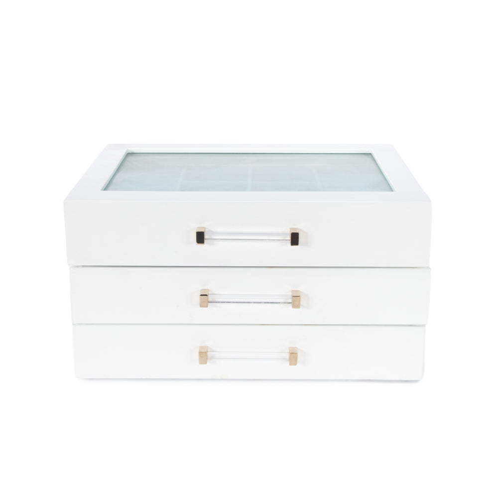 Kendall 3 Tier Jewelry Box – White