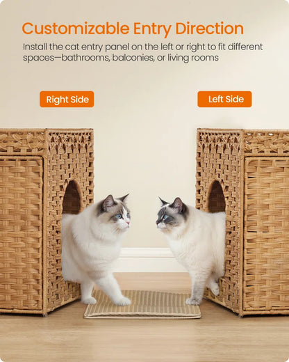 Hidden Litter Box | Boho Handwoven Rattan