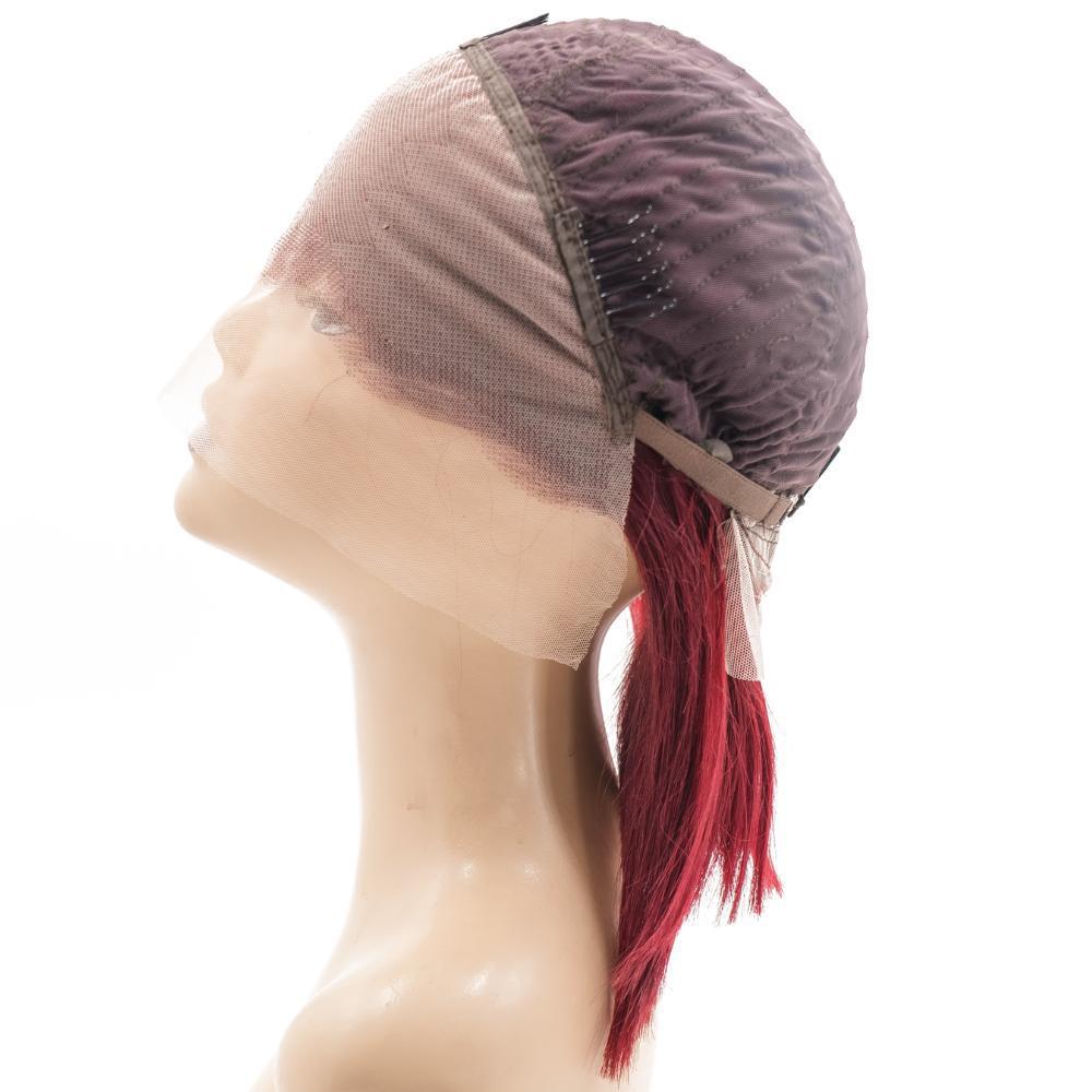 Cherry Red Straight Bob 13x4 Transparent Lace Front Human Hair Wig