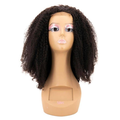 Afro Textured Curly 4x4 Transparent Lace Hair Closure Wig