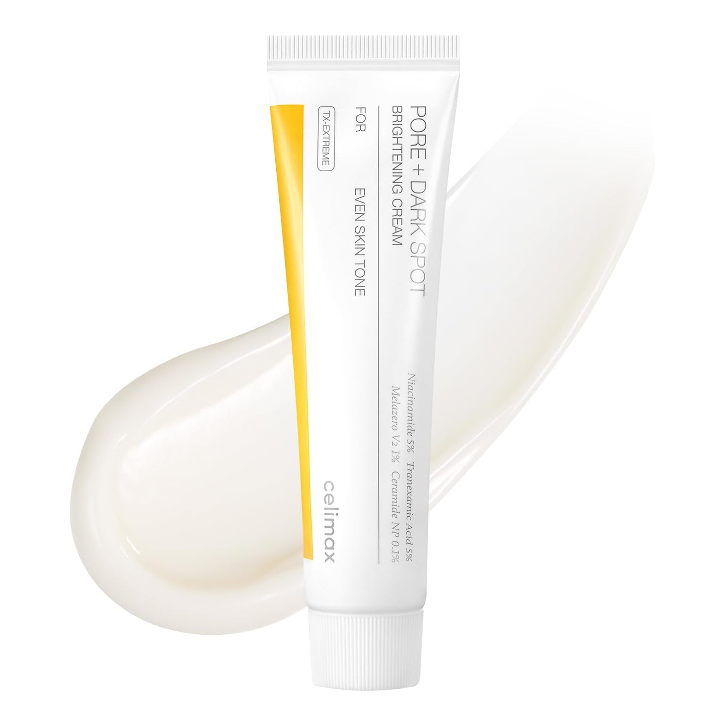 Tube of Calinax Pore + Dark Spot Cream on a white background