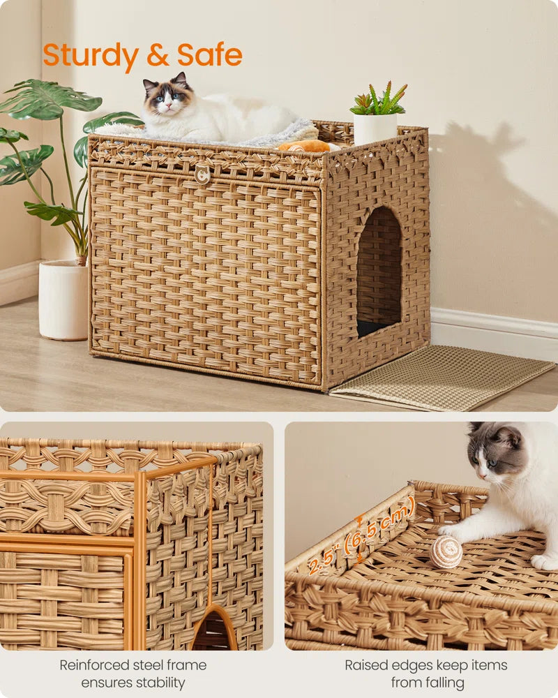 Hidden Litter Box | Boho Handwoven Rattan