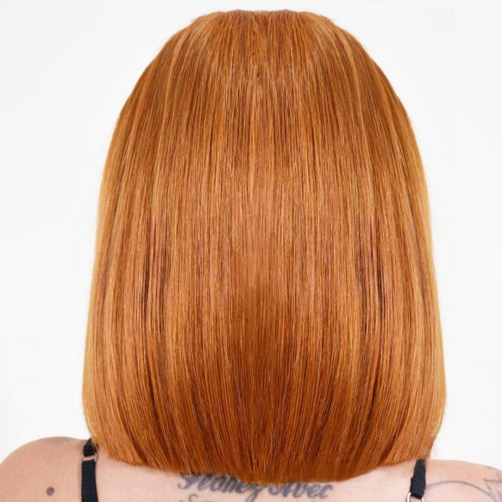 Cinnamon Straight Bob 13x4 Transparent Lace Front Human Hair Wig