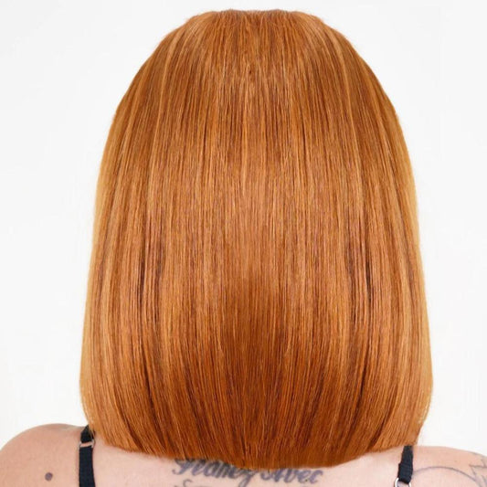 Cinnamon Straight Bob 13x4 Transparent Lace Front Human Hair Wig