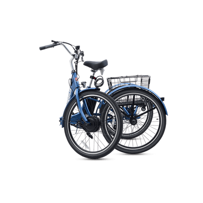 Blue bicycle with a basket on a transparent background