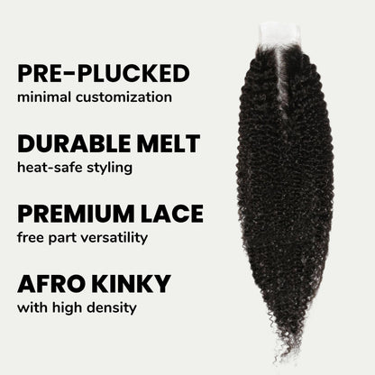 Afro Textured 2x6 Transparent Lace Human Hair Closure