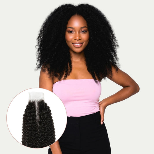 Afro Textured 2x6 Transparent Lace Human Hair Closure