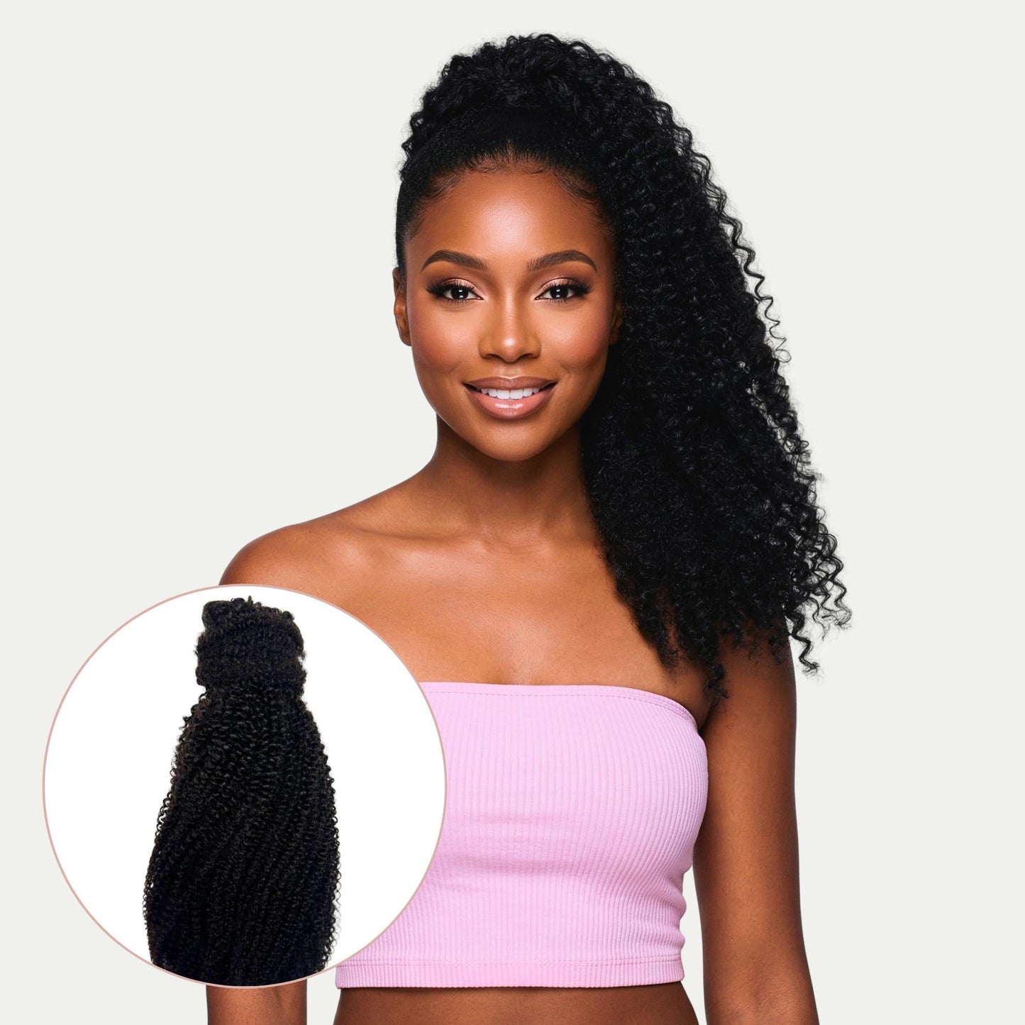 Afro Textured Curly 100% Human Hair Ponytail Extension
