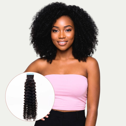 Natural Coils, Tape In | 100% Human Hair Extensions