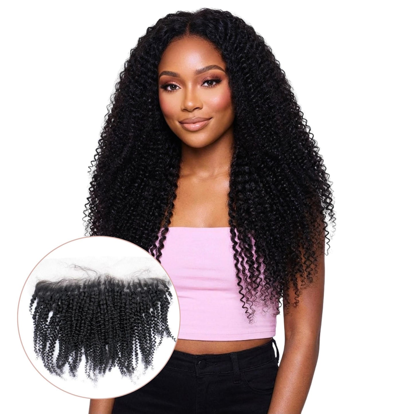 Afro Textured Curly 13x4 Transparent Lace Hair Frontal