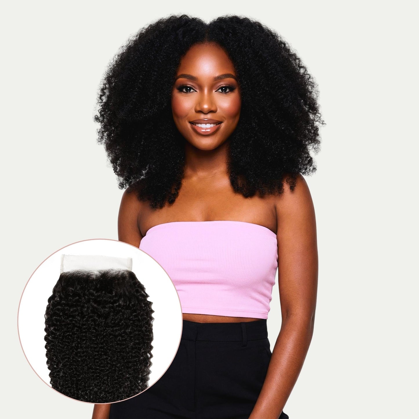 Afro Textured Curly 4x4 Transparent Lace Human Hair Closure