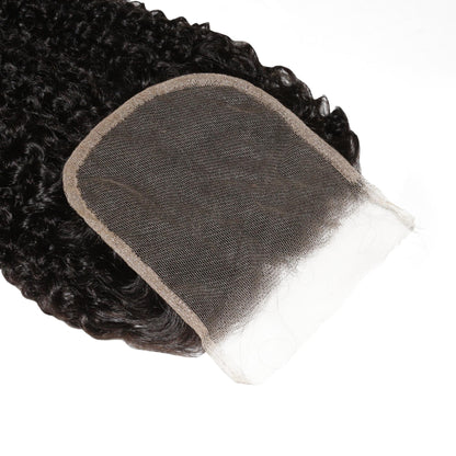 Afro Textured Curly 4x4 Transparent Lace Human Hair Closure