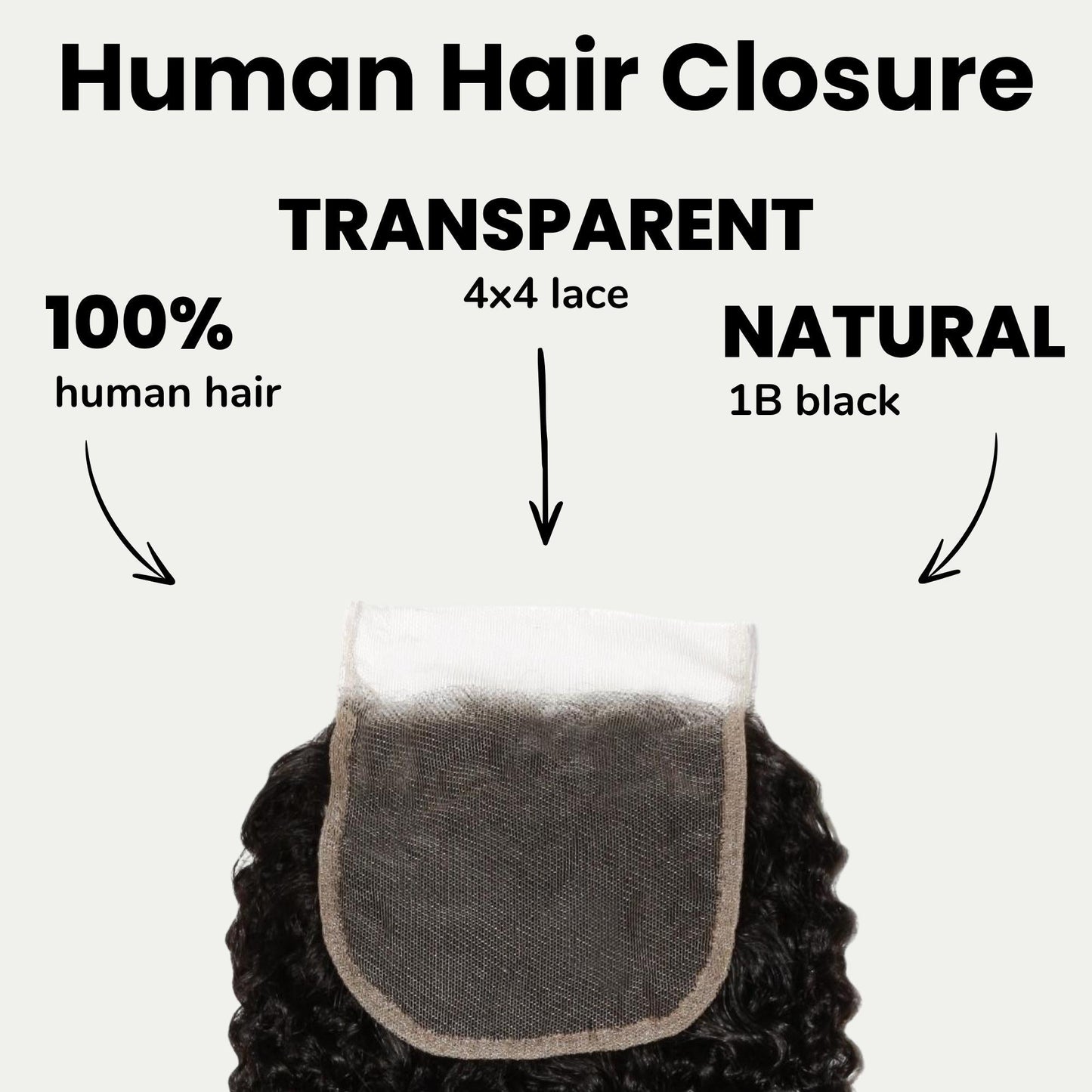 Afro Textured Curly 4x4 Transparent Lace Human Hair Closure