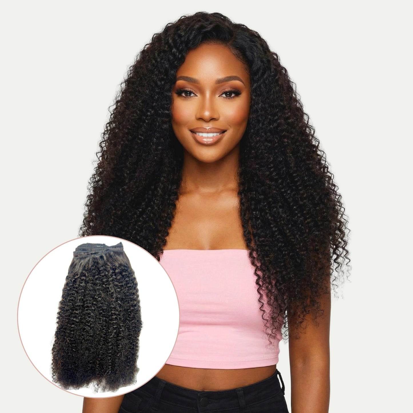 Afro Textured Curly Clip-In 100% Human Hair Extensions