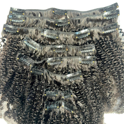 Afro Textured Curly Clip-In 100% Human Hair Extensions