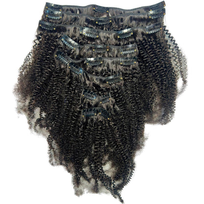 Afro Textured Curly Clip-In 100% Human Hair Extensions