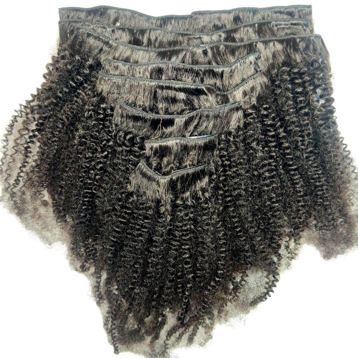 Afro Textured Curly Clip-In 100% Human Hair Extensions