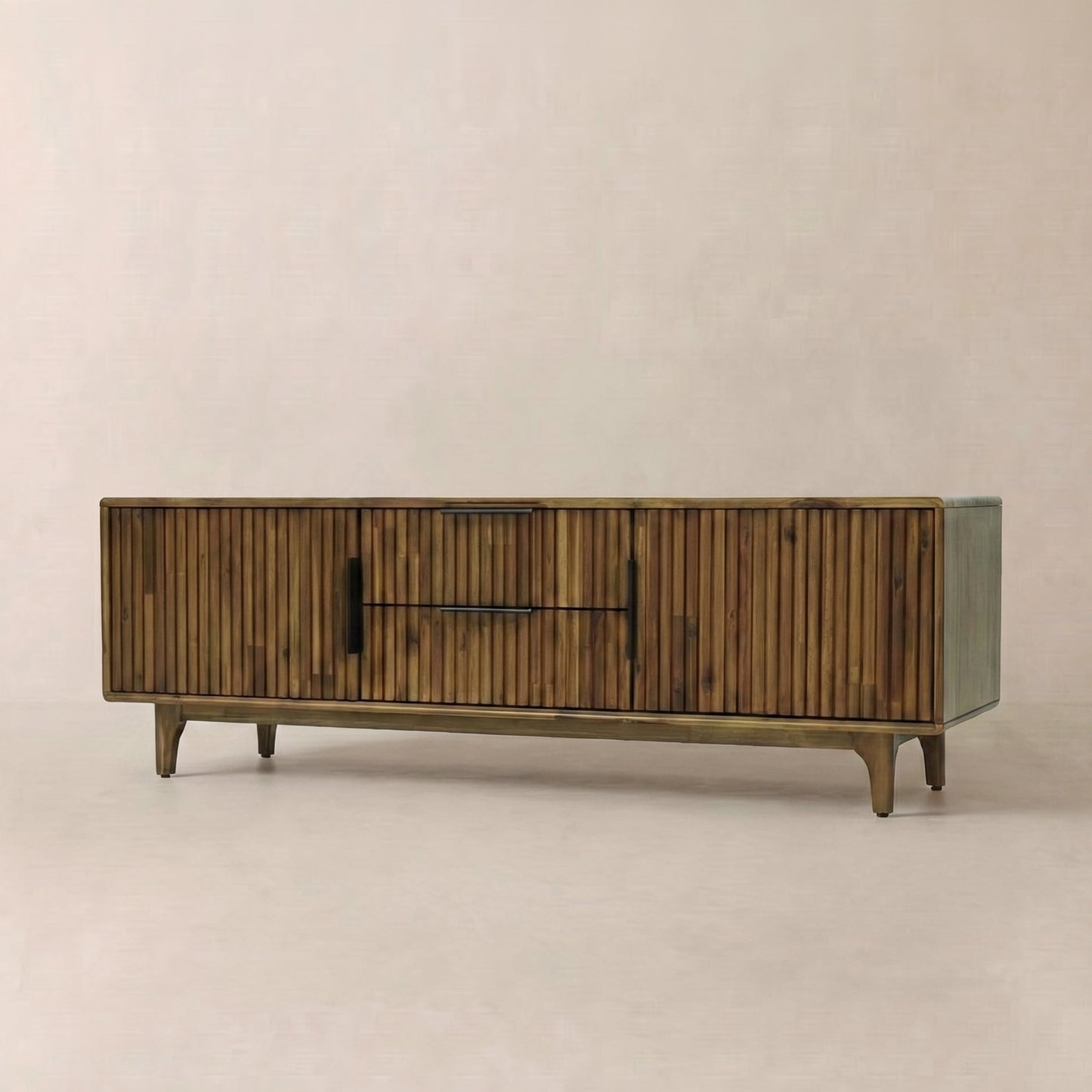 Wooden TV Stand, Fluted