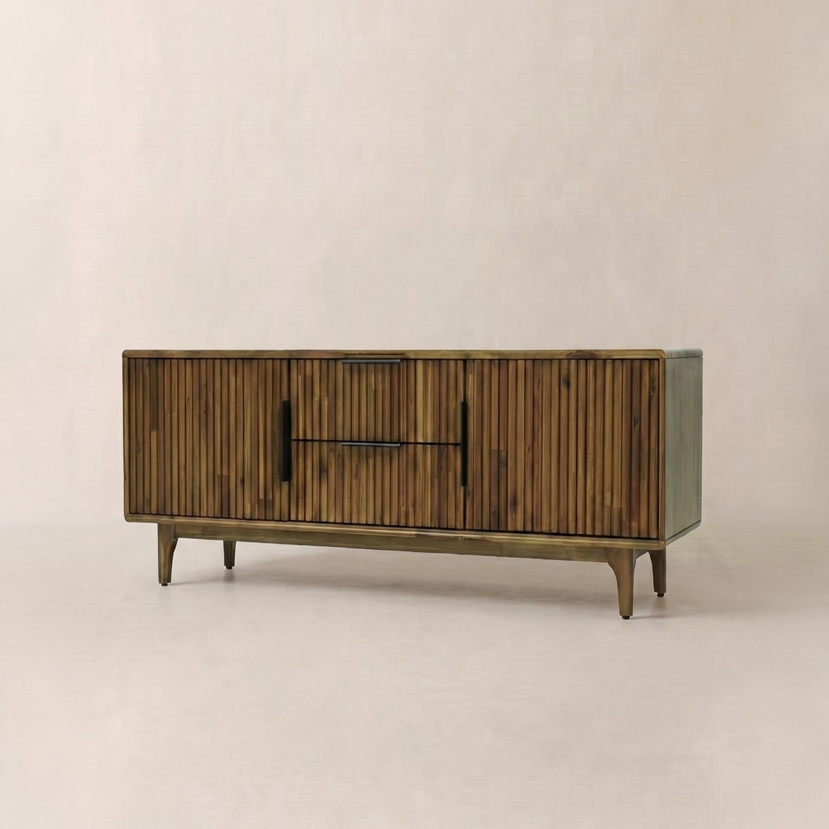 Wooden TV Stand, Fluted