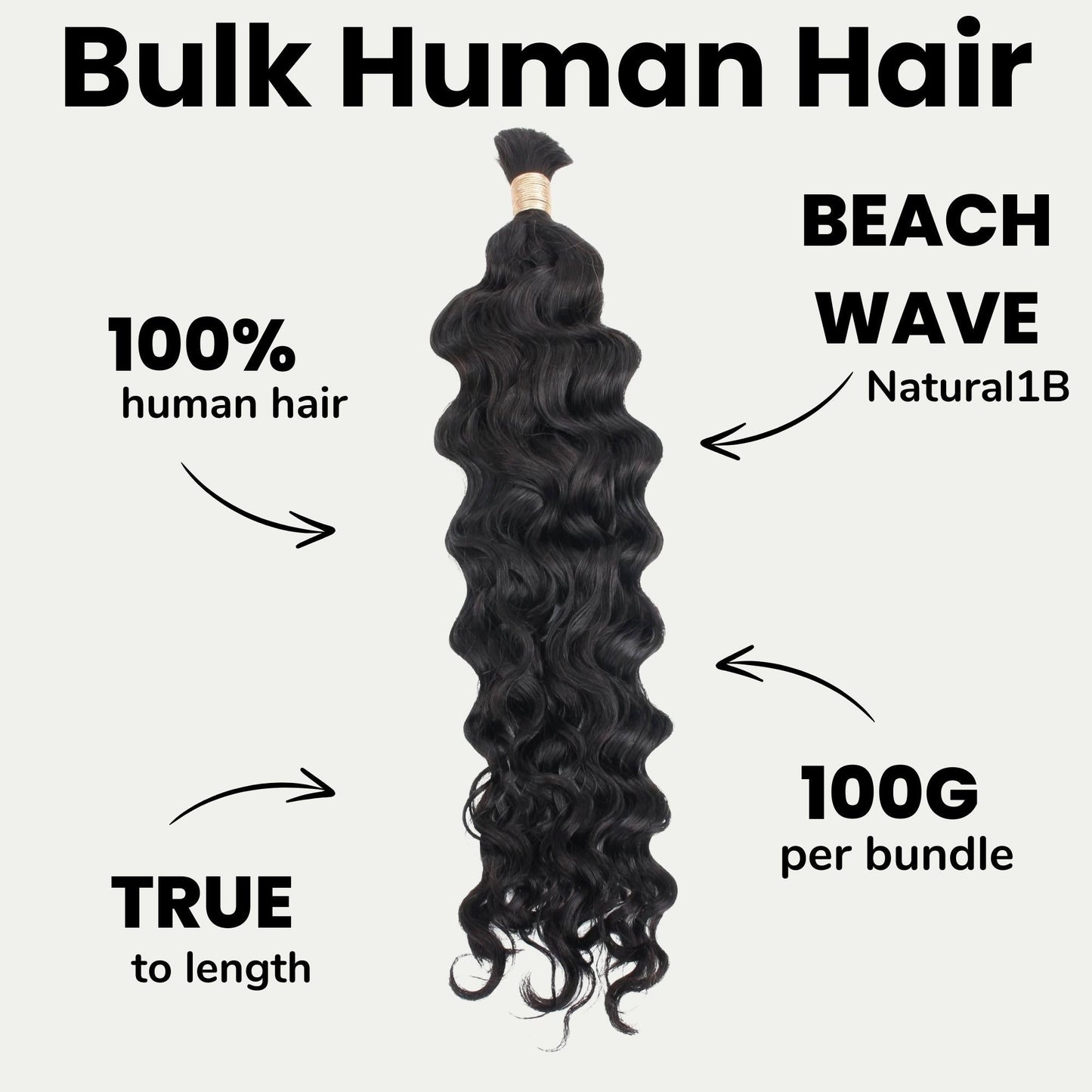 Natural 1B Beach Wave Bulk Braiding Hair