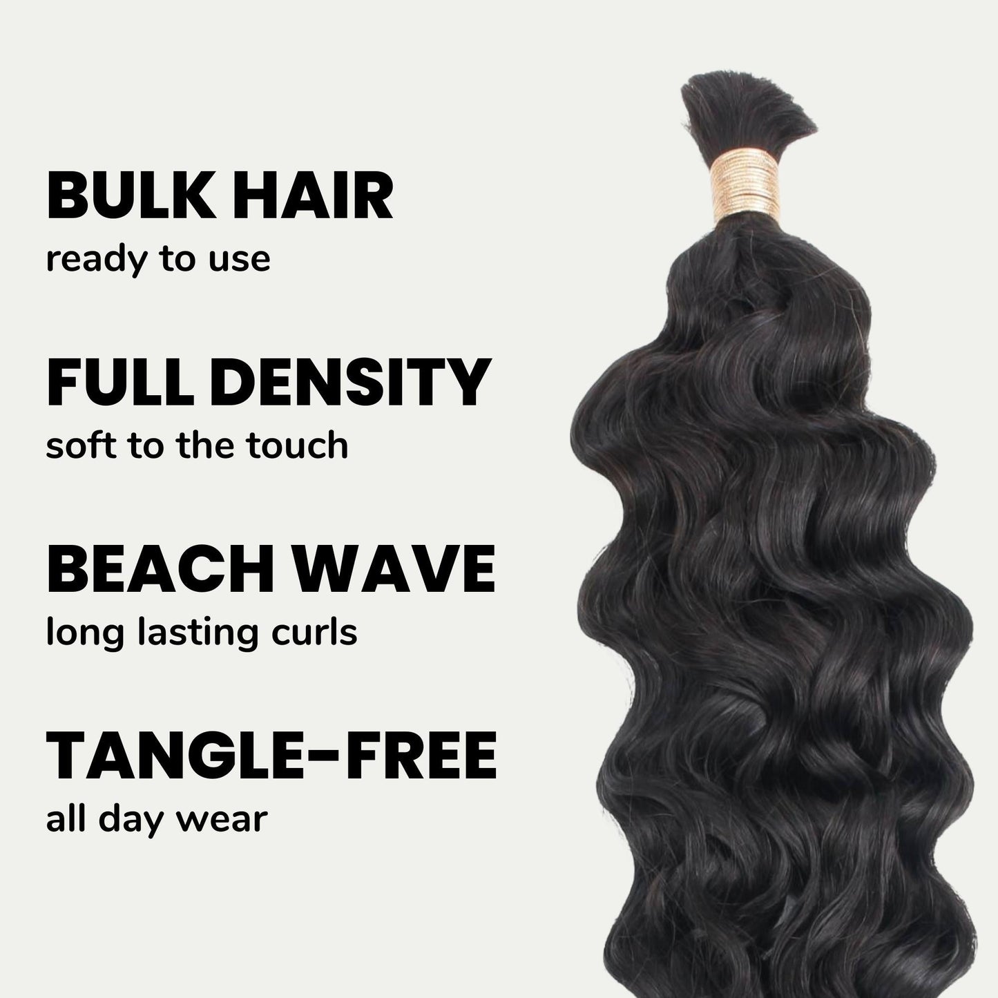 Natural 1B Beach Wave Bulk Braiding Hair
